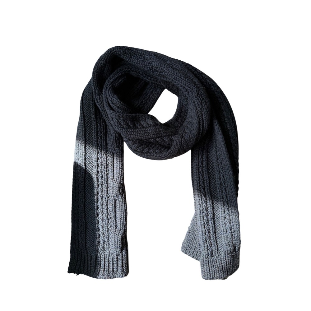 Aquatalia Scarf Wool Cable‎ Knit Navy